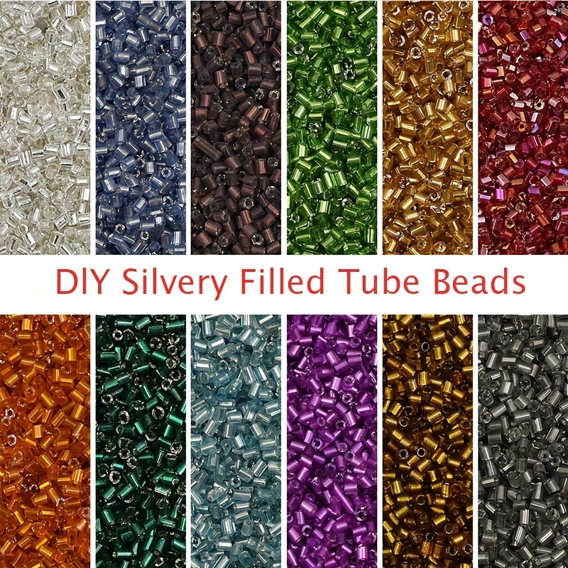 800pcs 2mm Multicolor Glass Tube Beads for DIY Jewelry Making